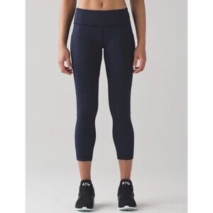 Lululemon Pace Rival Crop Leggings *Full-On Luxtreme 22" True Navy Size 4 Yoga